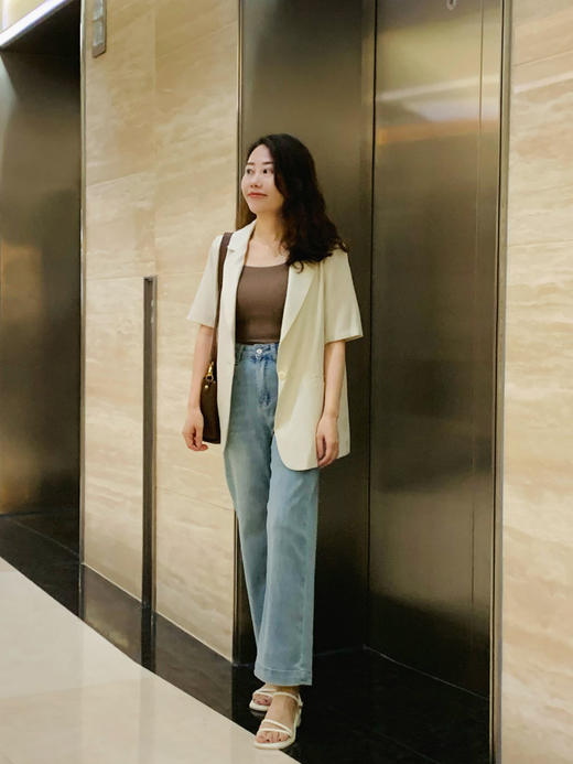 【百图lulu定制】【解忧西装】亚麻混纺 翻领 薄款 短袖  后开褶 西装 商品图6