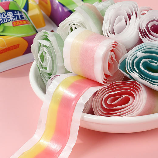 【可以卷起来吃的糖果！果汁卷软糖】缤纷多彩果汁卷一撕一拉妙趣好味，鲜果香甜 甜蜜爽口欢乐加倍，童年怀旧小零食休闲食品高颜值糖果 商品图2