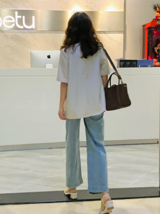 【百图lulu定制】【解忧西装】亚麻混纺 翻领 薄款 短袖  后开褶 西装 商品图7