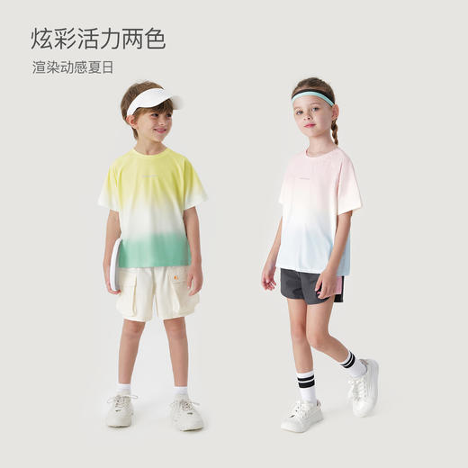 [凉感防晒]马克珍妮男女童渐变色弹力短袖T恤上衣夏装新款240328 商品图1