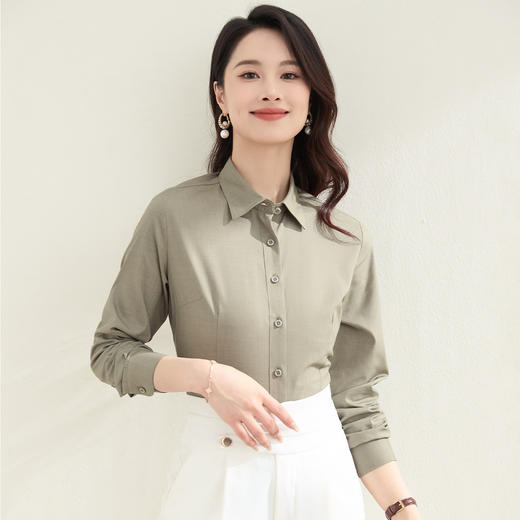 【防油防水防污】罗蒙女士长袖衬衫简约舒适商务通勤百搭衬衫衬衣女 商品图3