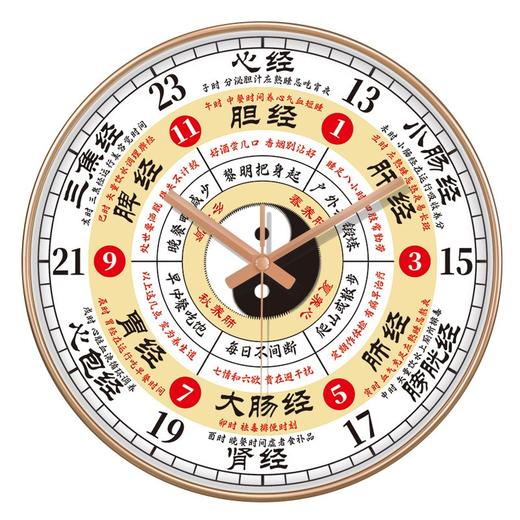 子午流注钟表中医养生家用时钟十二时辰静音客厅24小时美容院挂钟 商品图0