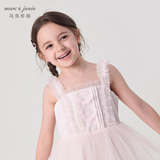 马克珍妮2024年夏装新款 女童甜美蝴蝶结吊带网纱连衣裙 240871 商品图3
