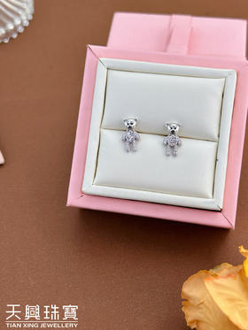 时尚925银 小熊耳钉