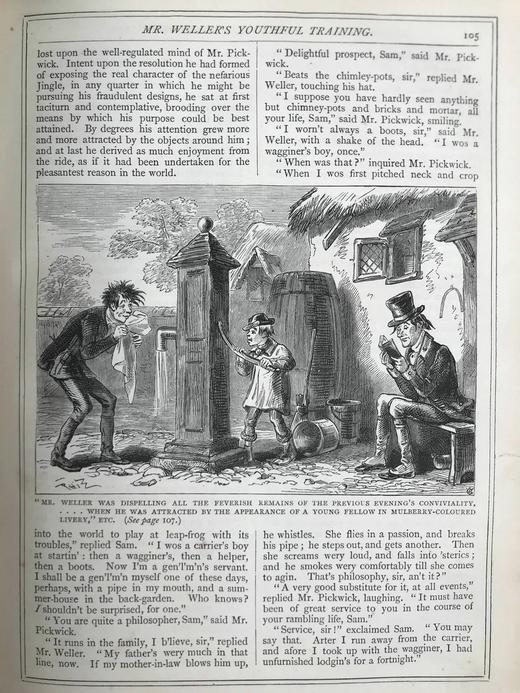 约19世纪后期 狄更斯《匹克威客俱乐部》 Phiz菲兹57幅插图 真皮精装16开 商品图13