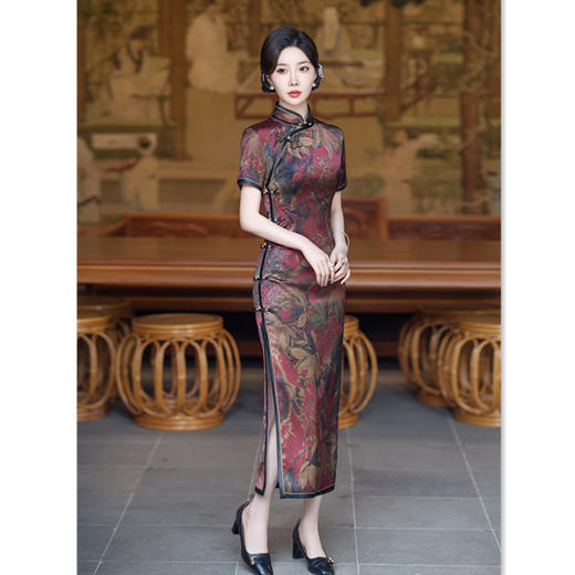 SYK582485老上海复古国风改良旗袍2024夏季新款中老年女士妈妈宴会中式旗袍 商品图0