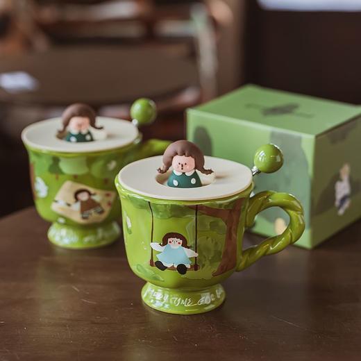 陶瓷杯子带盖勺马克杯可爱女生水杯家用办公室早餐咖啡杯 商品图3