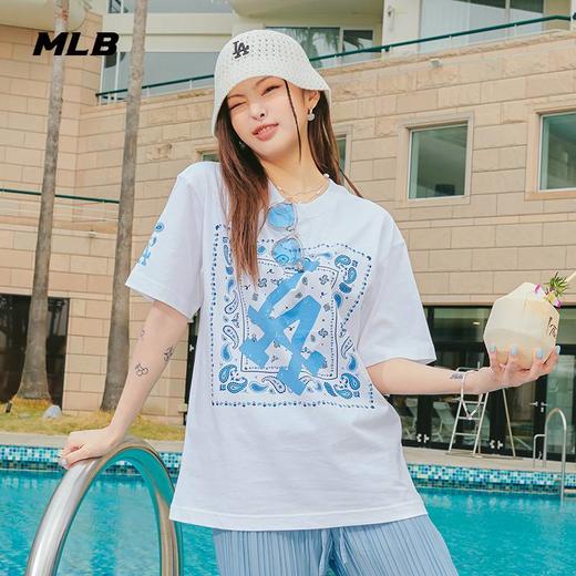 MLB男女腰果花系列短袖2023夏季新款运动服宽松半袖T恤3ATSI0133 商品图1