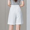 逸阳五分白色西装短裤女夏季薄款高腰垂感宽松显瘦四分直筒黑色裤8092 商品缩略图3