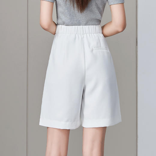 逸阳五分白色西装短裤女夏季薄款高腰垂感宽松显瘦四分直筒黑色裤8092 商品图3