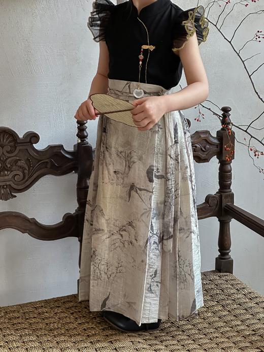 【非质量问题不退换】中式小飞袖上衣 中式泡泡袖上衣 墨白马面裙 粉锦半裙 粉锦长裙 商品图6