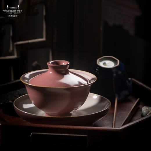 问鼎汝瓷黛蓝萼红经典款宵霞盖碗（缺货） 商品图1