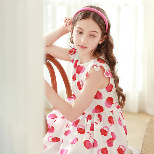 mettekids女童连衣裙2024夏季新款儿童公主裙女孩小飞袖纯棉裙子 商品图1