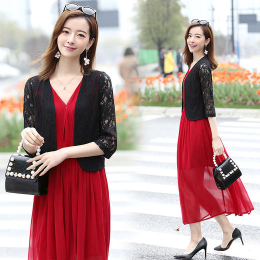 纯色百搭常规蕾丝衫/雪纺衫/开衫CME1901 商品图0