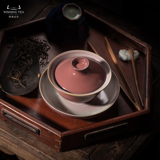 问鼎汝瓷黛蓝萼红经典款宵霞盖碗（缺货） 商品图2