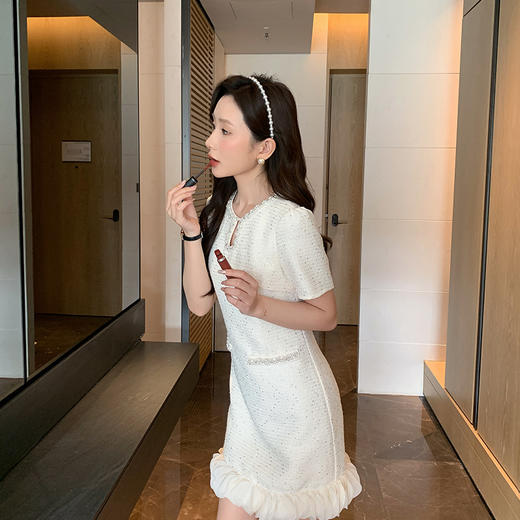 [奢姿轻奢系列]大码女装2025夏季镂空裙子胖妹妹时尚小香风连衣裙8942890073【1】 商品图5