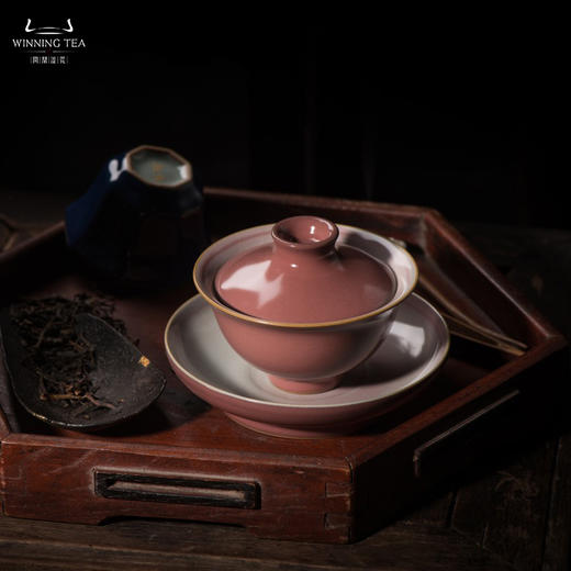 问鼎汝瓷黛蓝萼红经典款宵霞盖碗（缺货） 商品图0