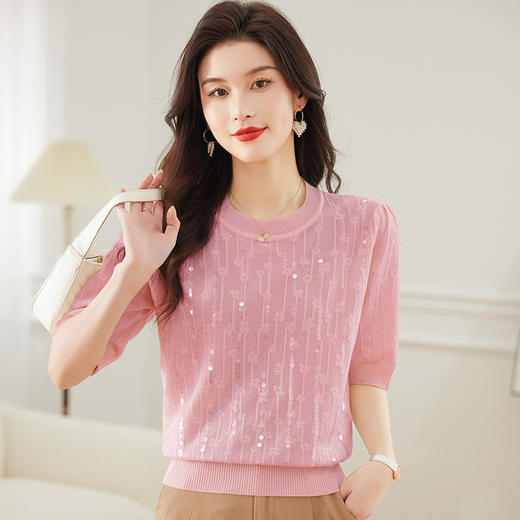 夏季小清新亮片淑女减龄套头针织上衣CC-1669 商品图2