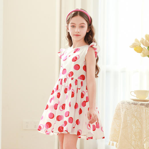 mettekids女童连衣裙2024夏季新款儿童公主裙女孩小飞袖纯棉裙子 商品图4