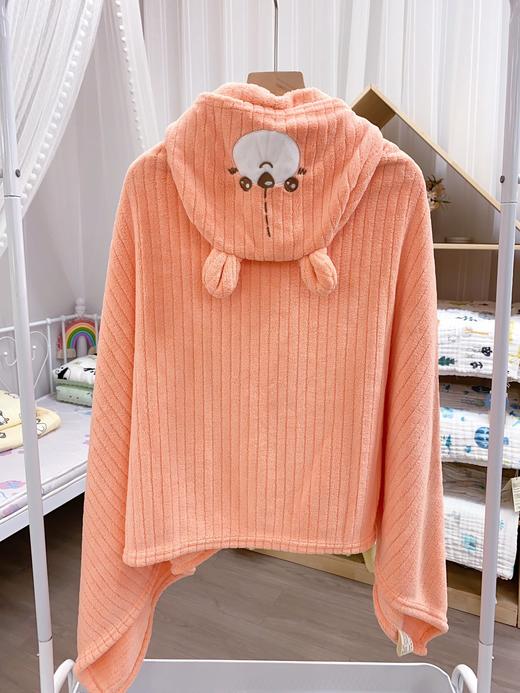 2024新款松植屋新款珊瑚绒小熊连帽浴巾斗篷 A类母婴级标准 男童女童连帽设计清新可爱 商品图6