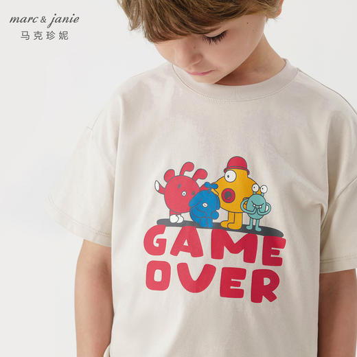 马克珍妮男童手绘卡通印花宽松短袖T恤儿童上衣夏装新款240711 商品图3