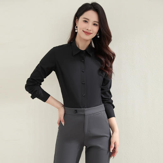 【防油防水防污】罗蒙女士长袖衬衫简约舒适商务通勤百搭衬衫衬衣女 商品图6