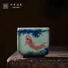 问鼎鼎青青花青方杯（荷花金鱼图）（红蓝金鱼藻）（红蓝鲤鱼绿水藻） 商品缩略图4