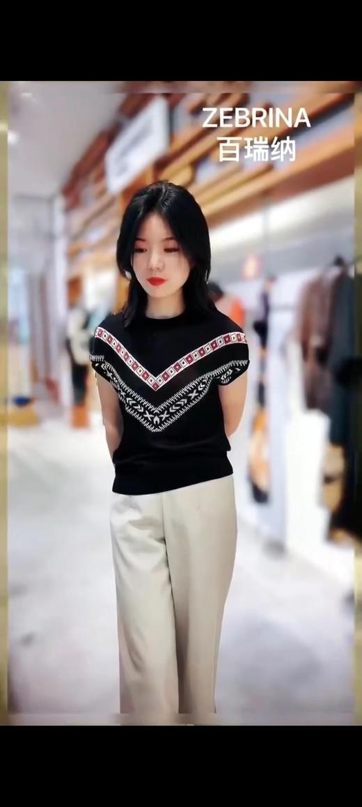 5F 百瑞纳 圆领半袖针织工艺衫 商品图0