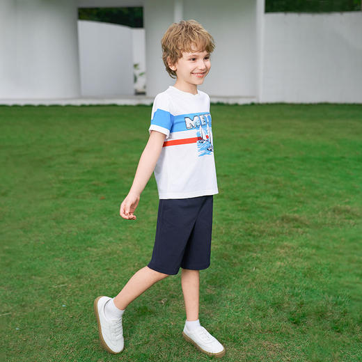 【凉感】mettekids男童短袖t恤2024夏季新款透气儿童撞色休闲上衣 商品图5