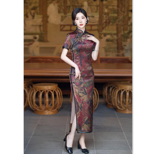 SYK582485老上海复古国风改良旗袍2024夏季新款中老年女士妈妈宴会中式旗袍 商品图2