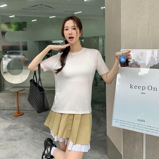 99元2件 “会呼吸”的云感面膜T | 冰凉软糯 显瘦好穿 多彩选择  纯色圆领短袖 商品图4