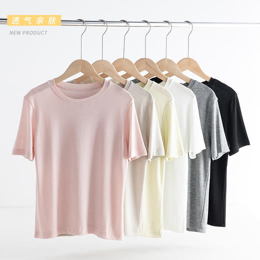 99元2件 “会呼吸”的云感面膜T | 冰凉软糯 显瘦好穿 多彩选择  纯色圆领短袖 商品图8