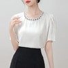 SMZ17349韩国chic法式重工钉钻圆领衬衣高级感气质泡泡袖显瘦时尚上衣女装 商品缩略图3
