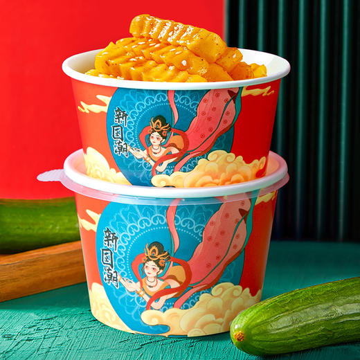 喇叭花一次性国潮风纸碗摆摊臭豆腐炸洋芋圆形小吃牛杂碗外卖打包 商品图2