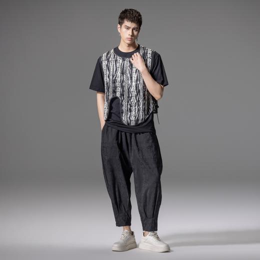 PINLI品立夏季新款新中式刺绣镂空马甲不规则下摆休闲男背心B242107122 商品图4