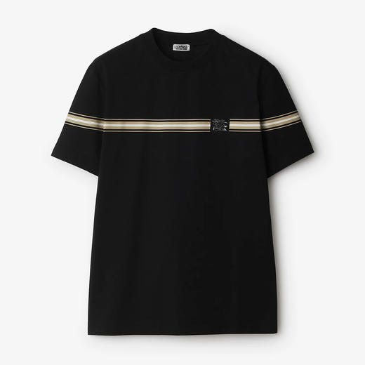 战马 2024夏新款 马术骑士刺绣小标 丝网条纹印花 圆领短袖T恤 Z-11703 商品图6