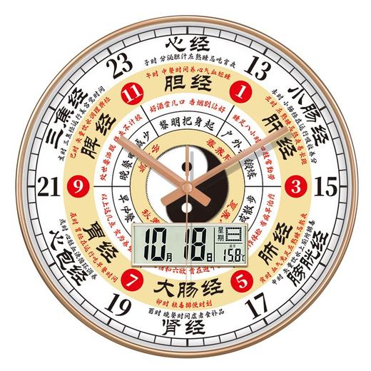 子午流注钟表中医养生家用时钟十二时辰静音客厅24小时美容院挂钟 商品图1