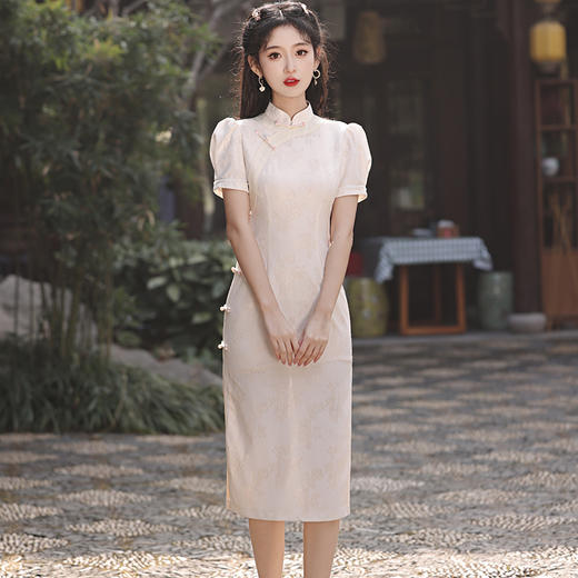 甜美温柔风锦棉提花小清新旗袍裙BS2877 商品图1