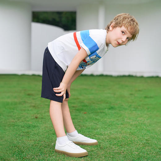 【凉感】mettekids男童短袖t恤2024夏季新款透气儿童撞色休闲上衣 商品图1