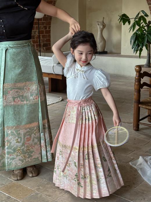 【非质量问题不退换】中式小飞袖上衣 中式泡泡袖上衣 墨白马面裙 粉锦半裙 粉锦长裙 商品图0