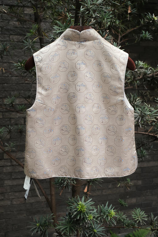 盛唐牡丹 |葭灰真丝宋锦对襟马甲 商品图10