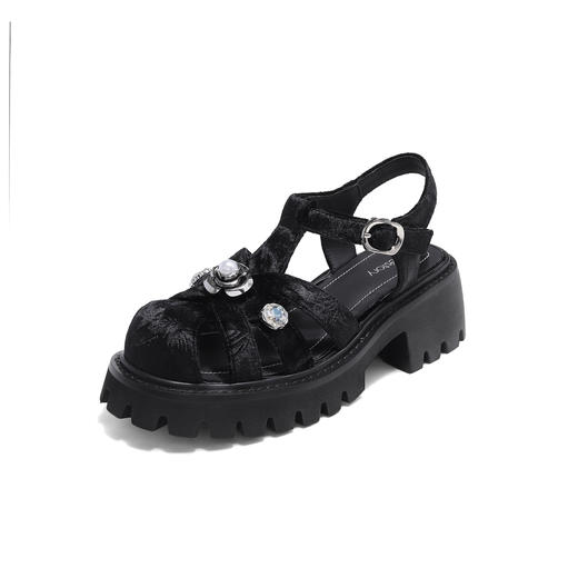 westory夏季新款法式优雅高跟凉鞋露趾粗跟鞋凉鞋W24BG62141 商品图2