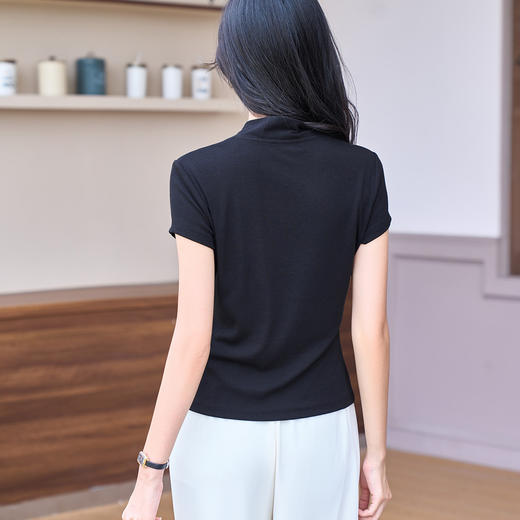 【预售10天】显瘦v领短袖T恤 告别宽大胖 基础T也能超显瘦 夏季简约T恤 气质女上衣2452 商品图6