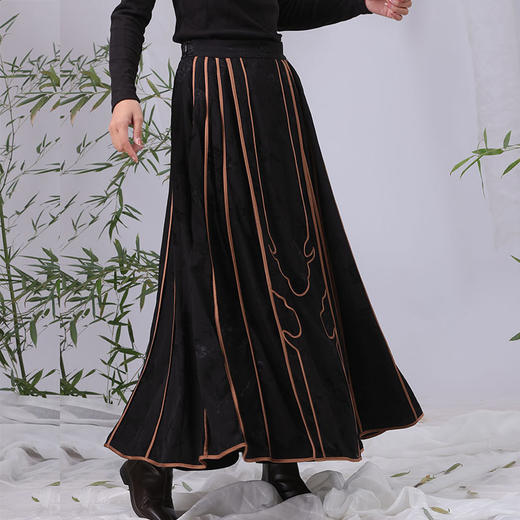 夏季新款新中式国风100%粘胶纤维半身裙J221592 商品图1