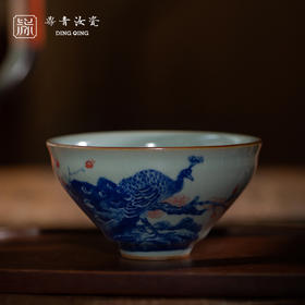 问鼎鼎青青花 宋盏杯（孔雀红梅）