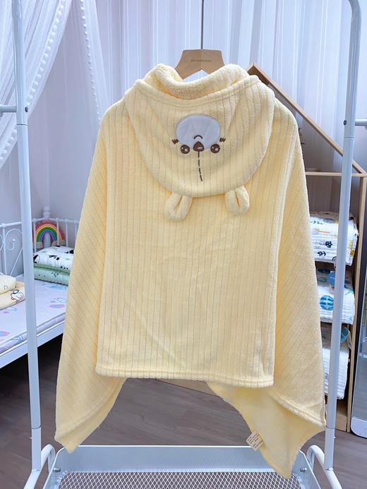 2024新款松植屋新款珊瑚绒小熊连帽浴巾斗篷 A类母婴级标准 男童女童连帽设计清新可爱 商品图4