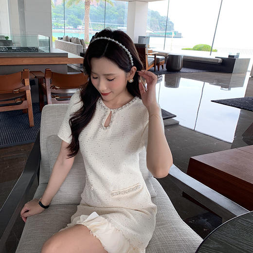 [奢姿轻奢系列]大码女装2025夏季镂空裙子胖妹妹时尚小香风连衣裙8942890073【1】 商品图6