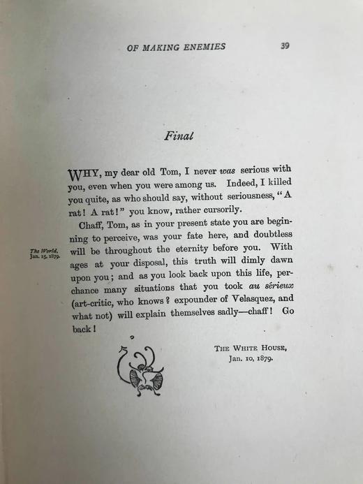 1906年 詹姆斯·惠斯勒文集《树敌的温和艺术》 布脊精装32开 商品图3