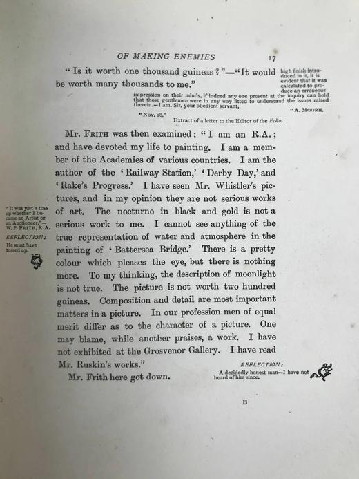 1906年 詹姆斯·惠斯勒文集《树敌的温和艺术》 布脊精装32开 商品图4