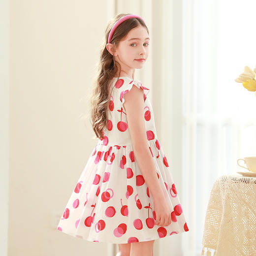 mettekids女童连衣裙2024夏季新款儿童公主裙女孩小飞袖纯棉裙子 商品图3